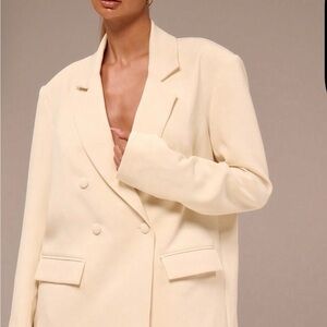 Women's Cream Double-Breasted Blazer